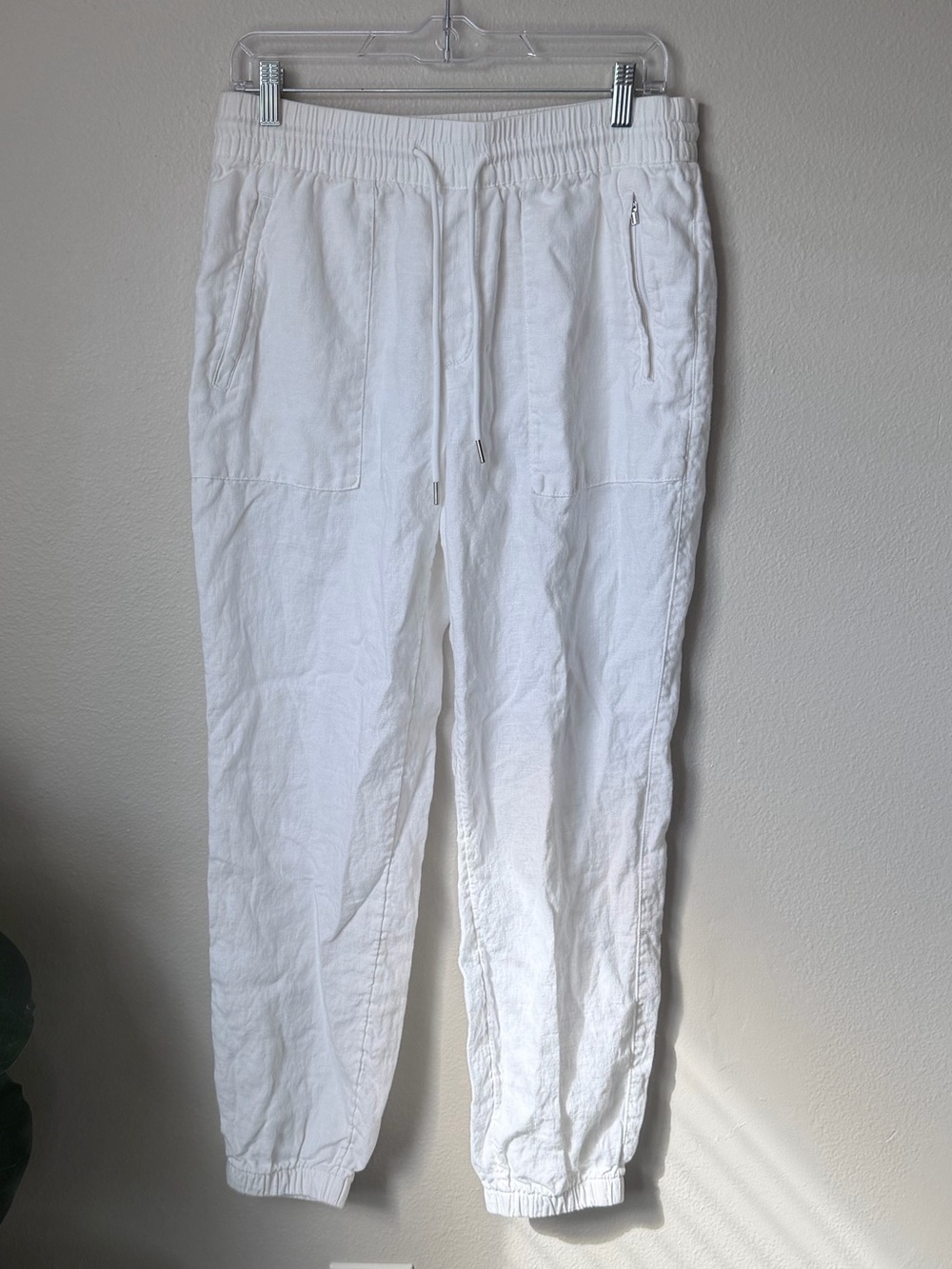 Athleta Retreat Linen Jogger Pants White Size 8 Calla Lily Coastal Grandma - Picture 2 of 5
